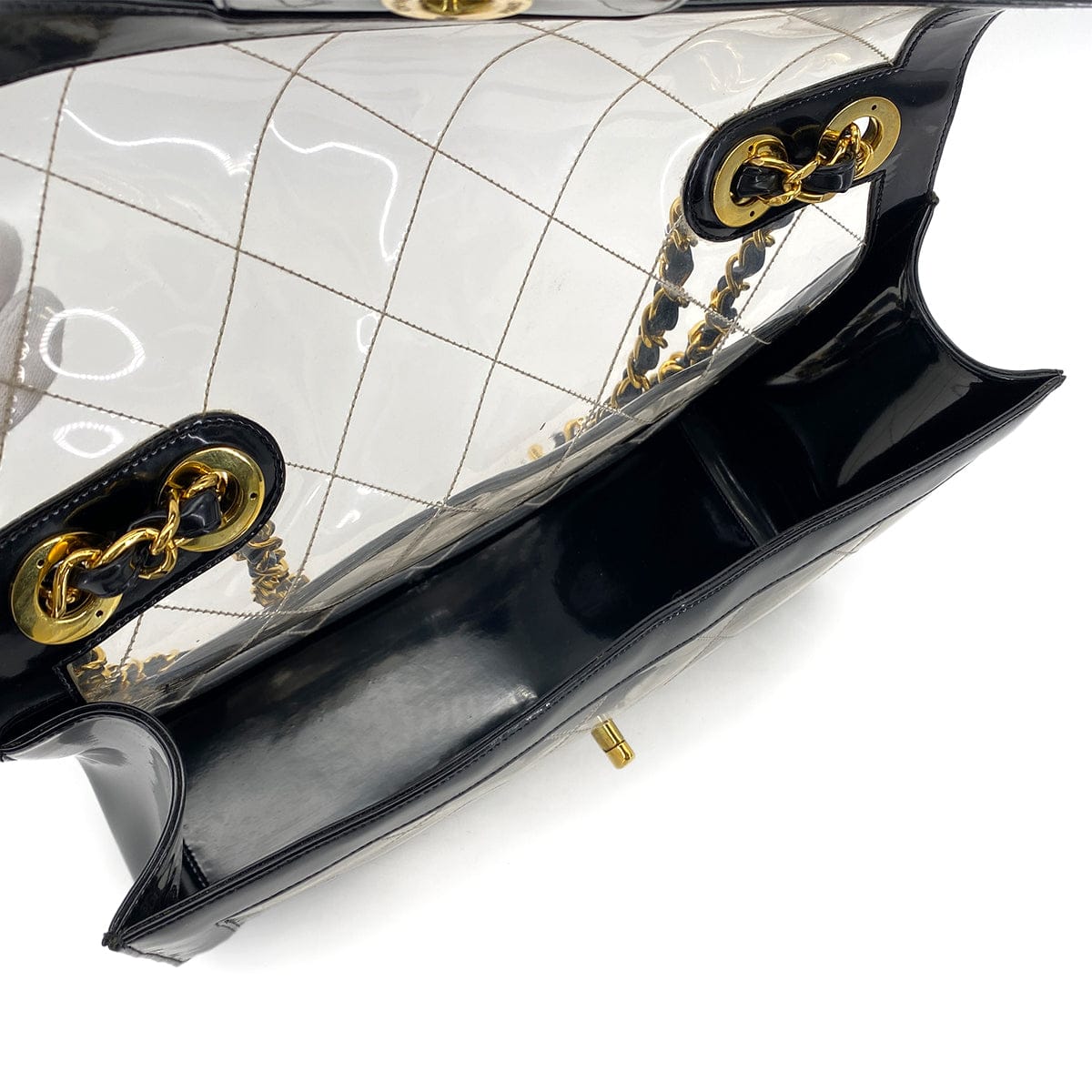 Luxury Promise Japan CHANEL VINTAGE BIG COCO CLEAR CHAIN SHOULDER BAG BLACK VINYL 90281238