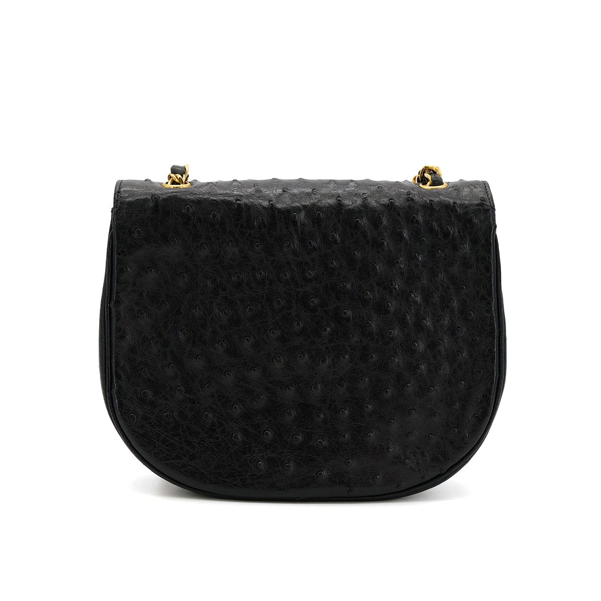 Luxury Promise Japan CHANEL VINTAGE BIG COCO ROUND CHAIN SHOULDER BAG BLACK OSTRICH 90306511