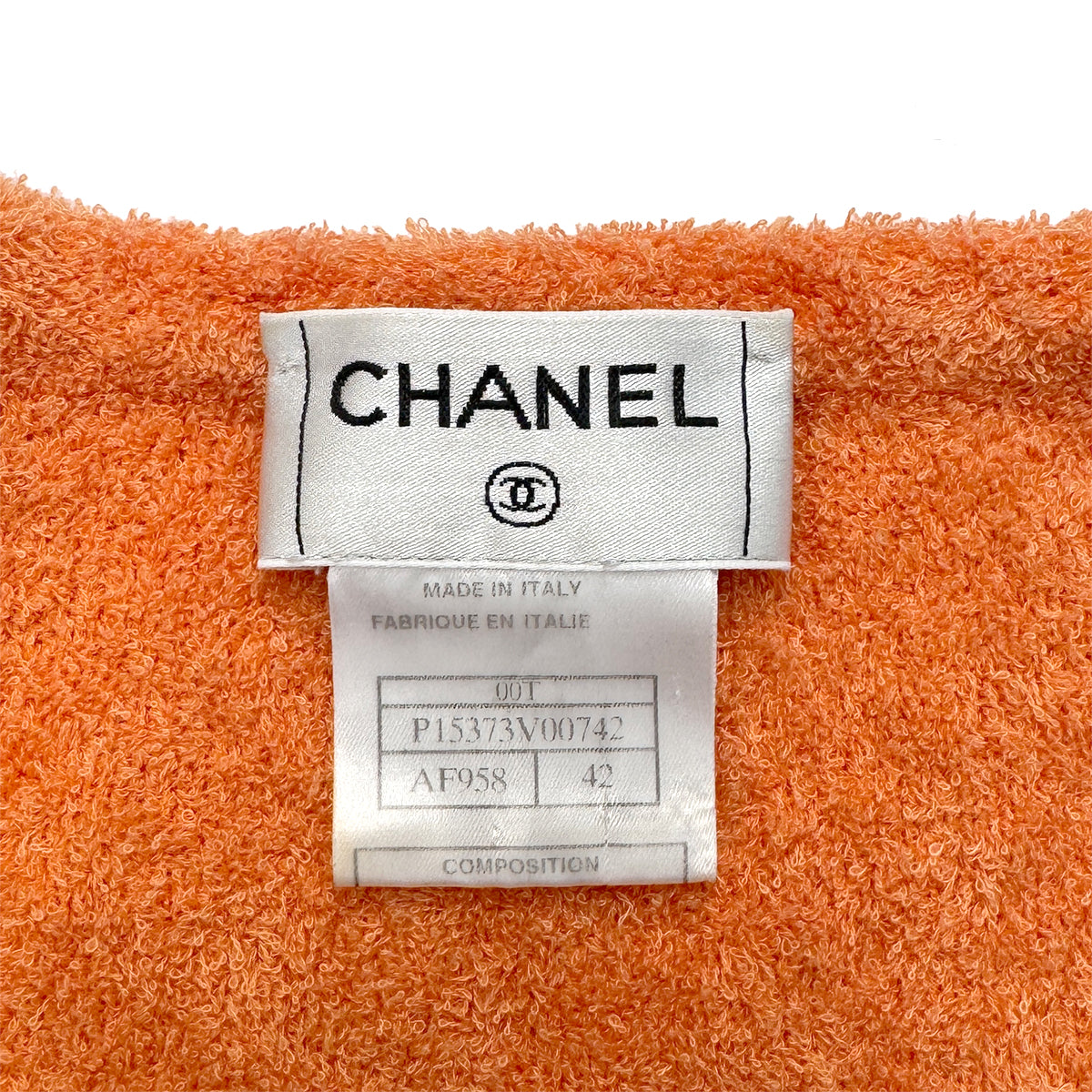 Luxury Promise Japan CHANEL VINTAGE CARDIGAN ORANGE COTTON 42 00T RTW 90286197