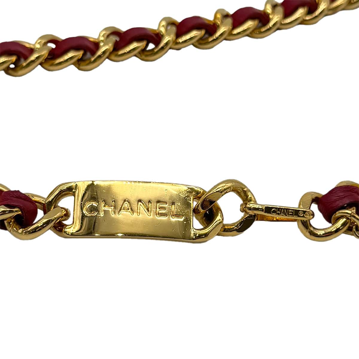 Luxury Promise Japan CHANEL VINTAGE CHAIN BELT LEATHER COCOMARK RED ACCESSORY 90272517