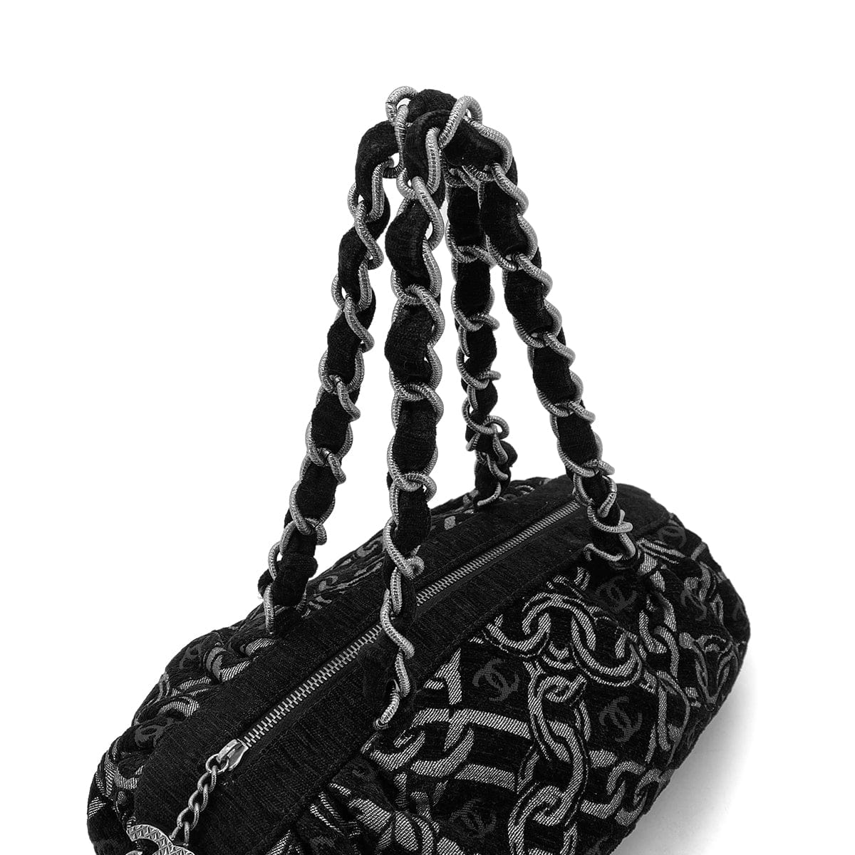 Luxury Promise Japan CHANEL VINTAGE CHAIN HAND BAG BLACK CANVAS 90301650