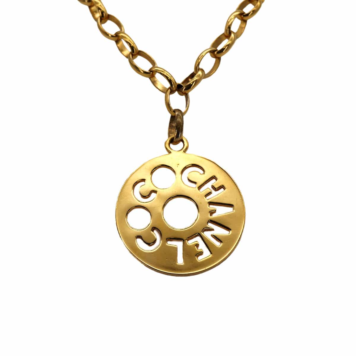 Luxury Promise Japan CHANEL VINTAGE CHAIN NECKLACE CIRCLE LOGO GOLD ACCESSORY 90309774