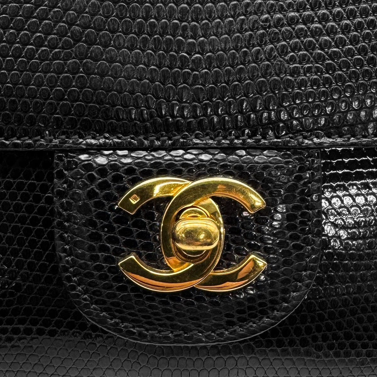 Luxury Promise Japan CHANEL VINTAGE CHAIN SHOULDER BAG BLACK LIZARD 90309793