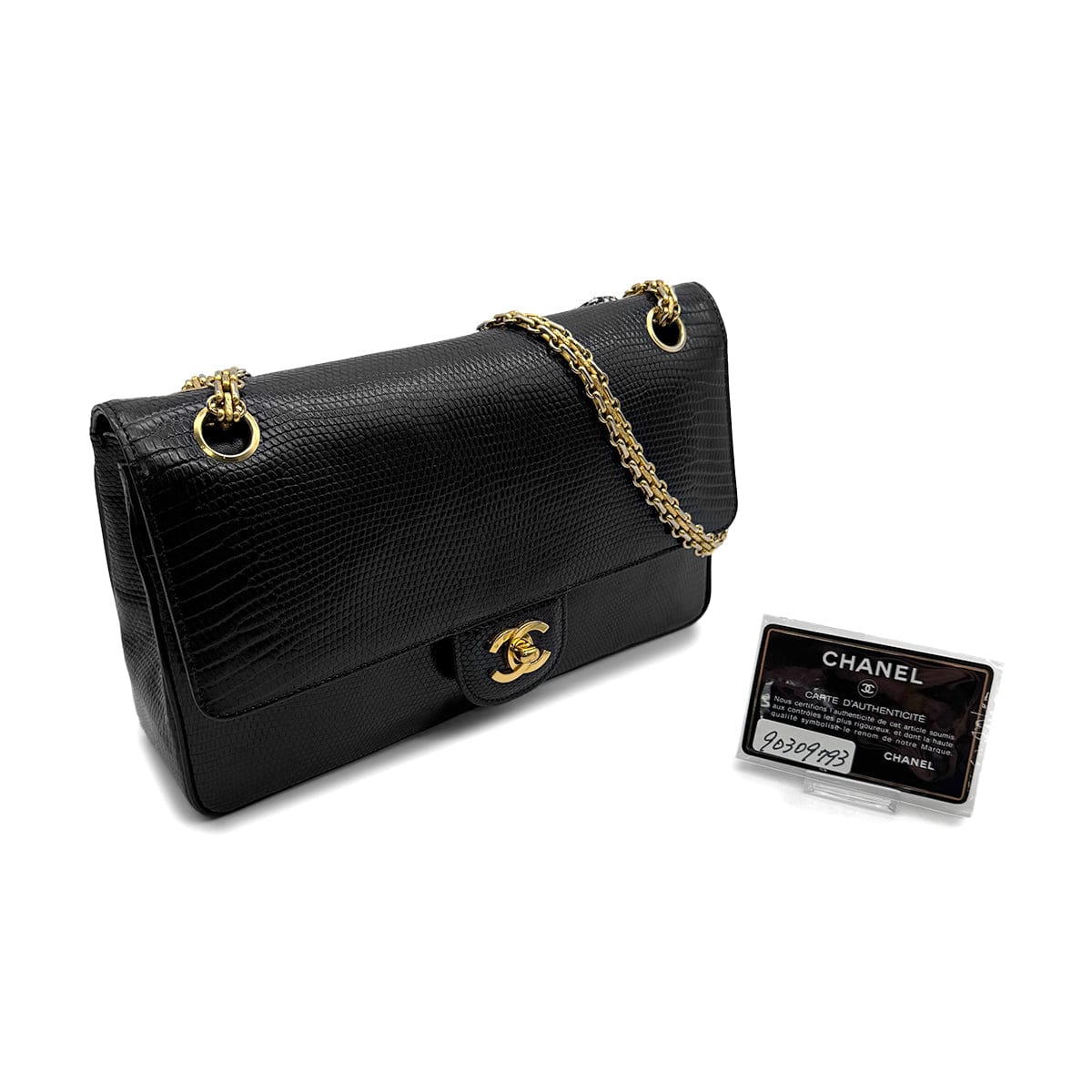 Luxury Promise Japan CHANEL VINTAGE CHAIN SHOULDER BAG BLACK LIZARD 90309793