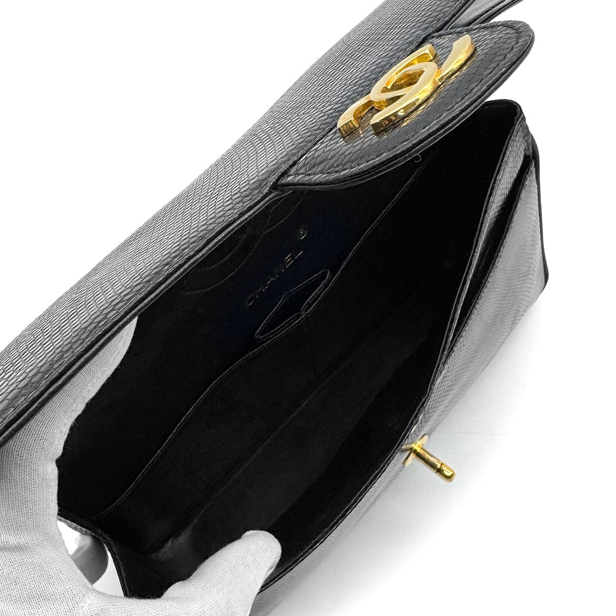 Luxury Promise Japan CHANEL VINTAGE CHAIN SHOULDER BAG BLACK LIZARD 90309793