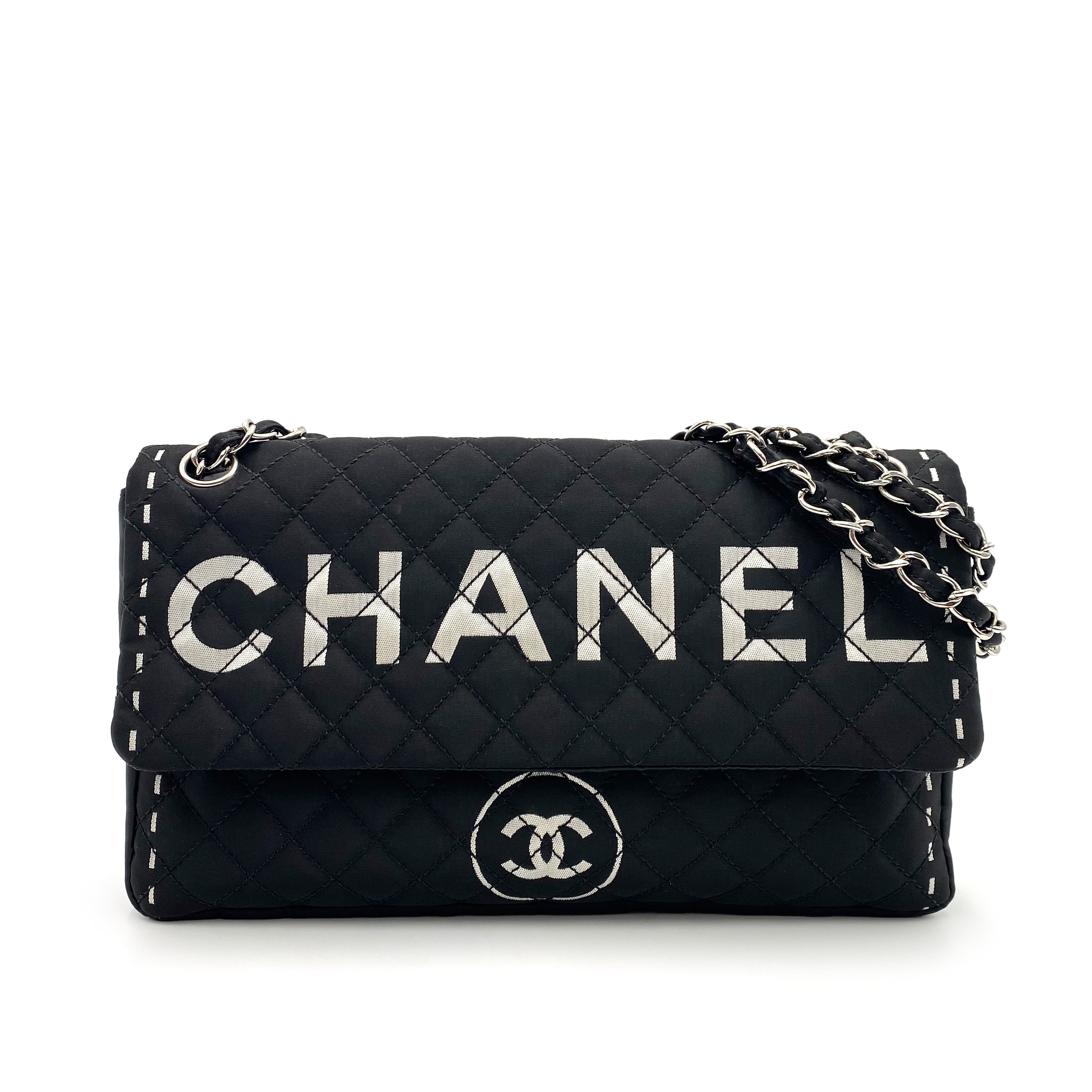 Luxury Promise Japan CHANEL VINTAGE CHAIN SHOULDER BAG BLACK SATIN 90235472