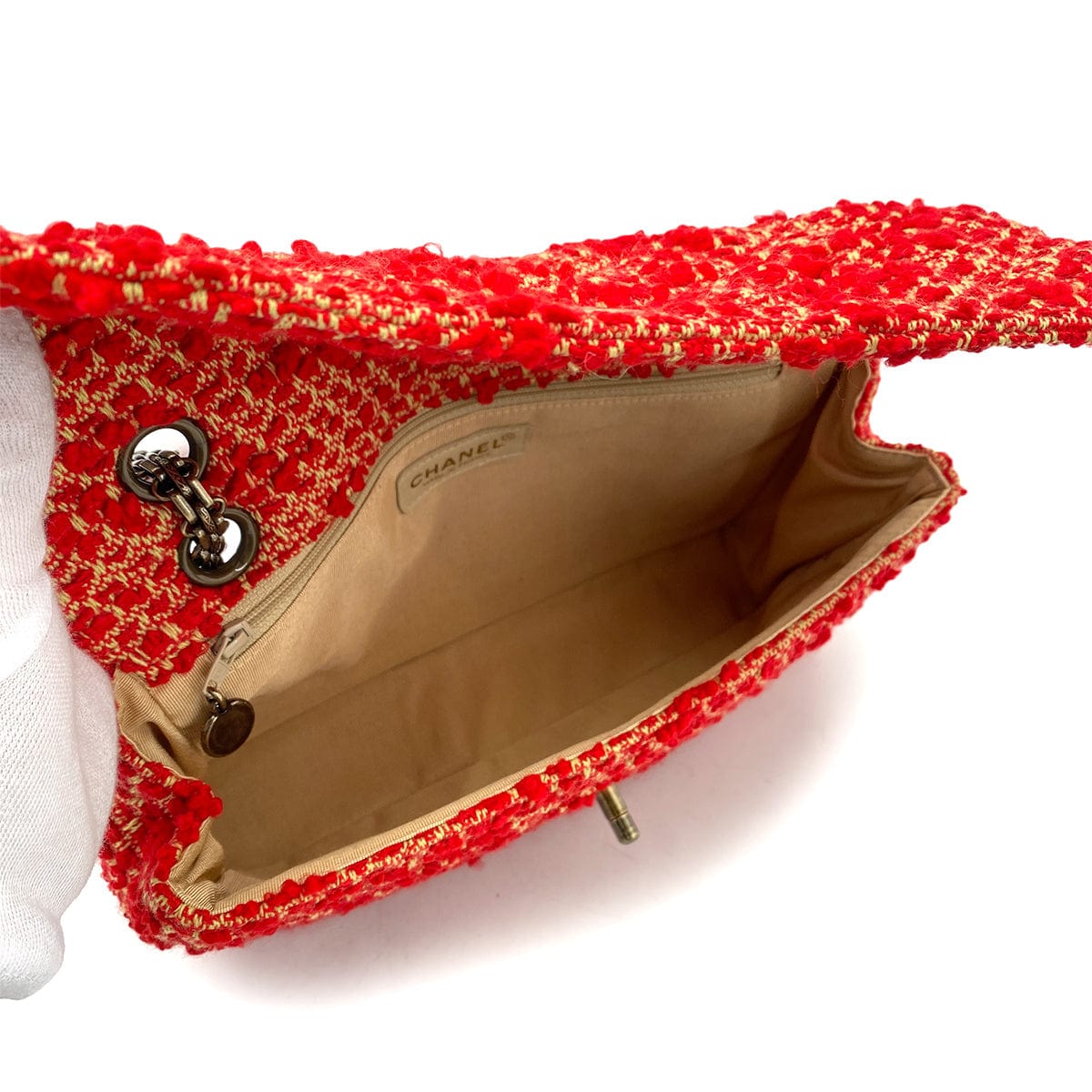 Luxury Promise Japan CHANEL VINTAGE CHAIN SHOULDER BAG RED TWEED 90263082