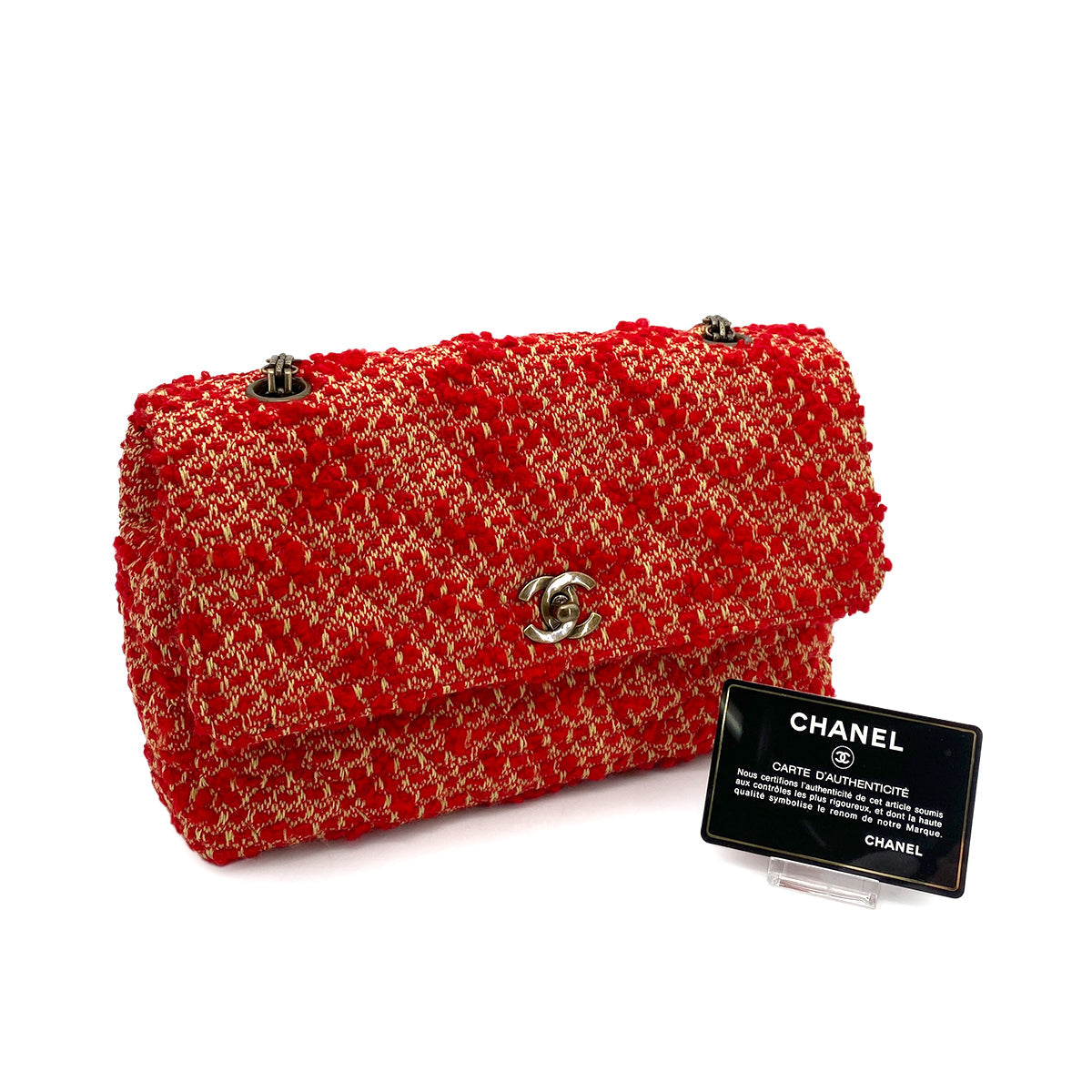 Luxury Promise Japan CHANEL VINTAGE CHAIN SHOULDER BAG RED TWEED 90263082