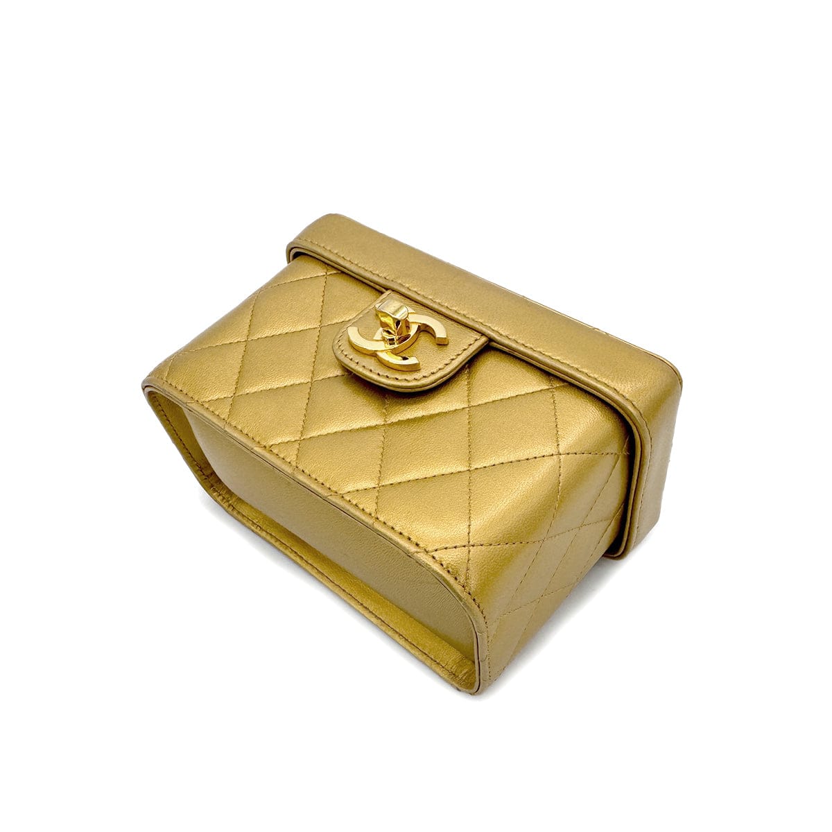 Luxury Promise Japan CHANEL VINTAGE CHAIN SHOULDER VANITY BAG GOLD LAMB SKIN 90293506