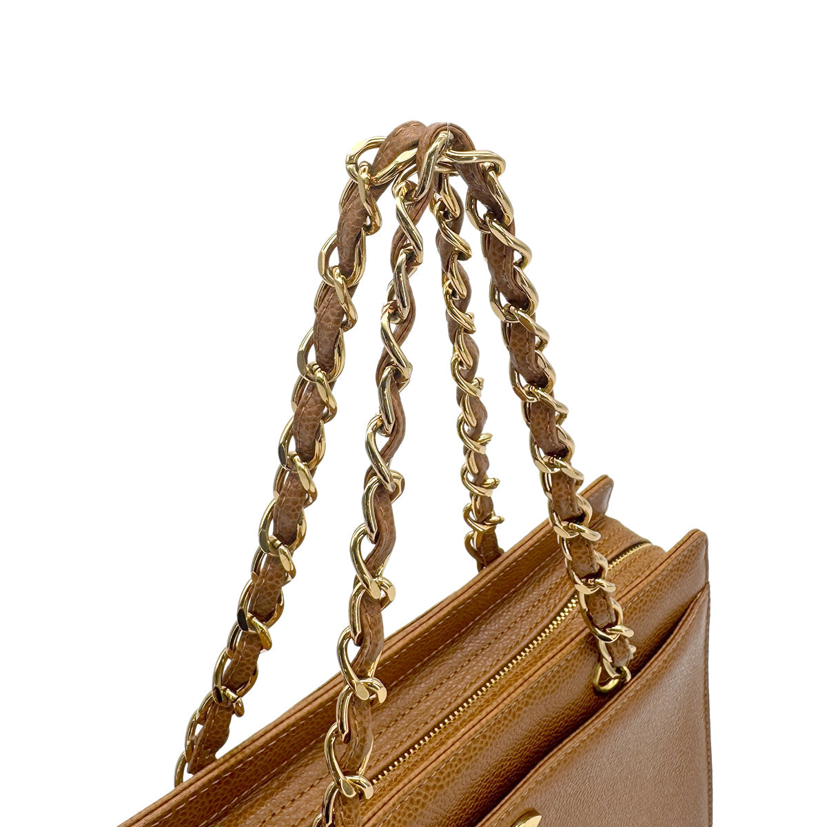 Luxury Promise Japan CHANEL VINTAGE CHAIN TOTE BAG BROWN CAVIAR SKIN 90269870