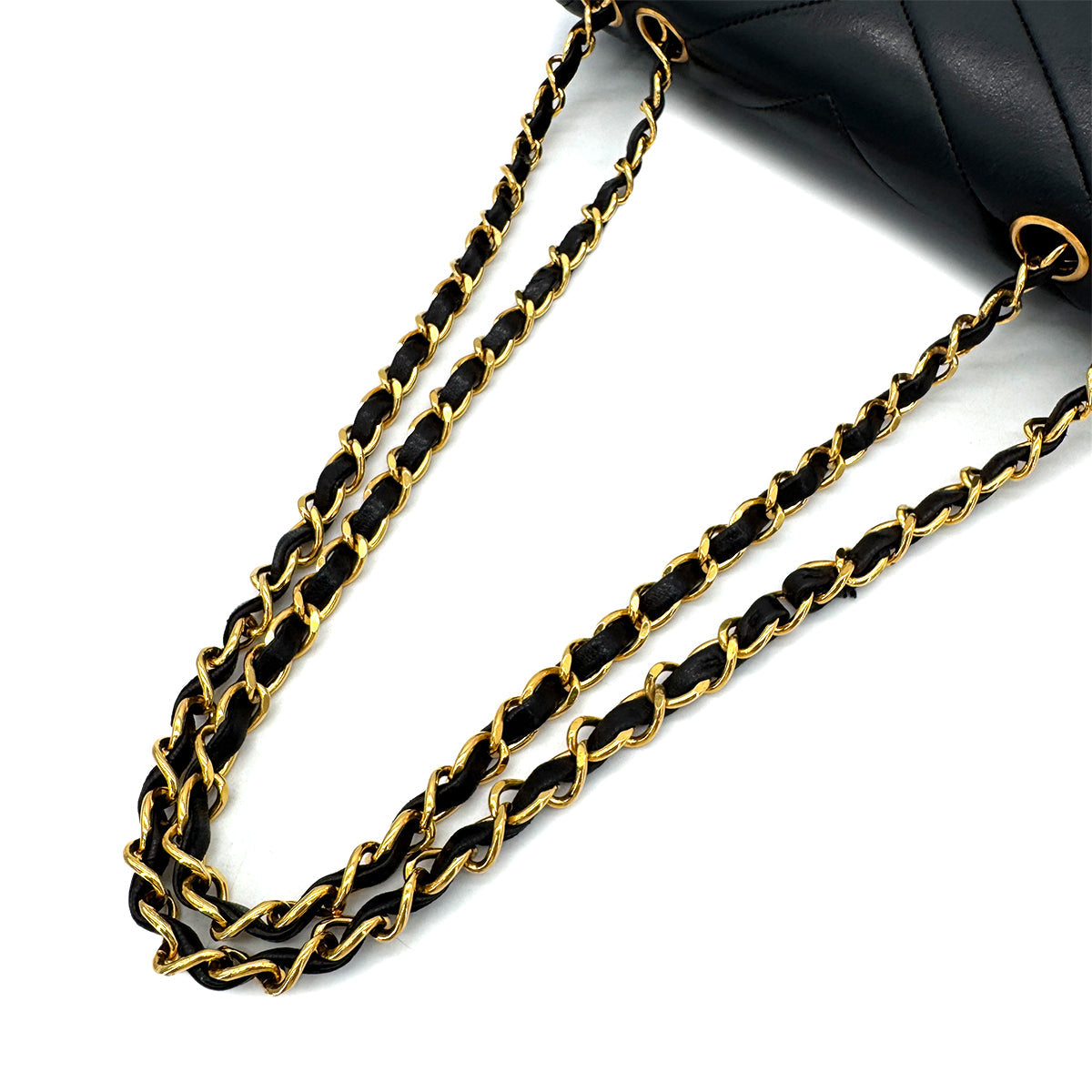 Luxury Promise Japan CHANEL VINTAGE CHEVRON CHAIN SHOULDER BAG BLACK LAMB SKIN 90292489