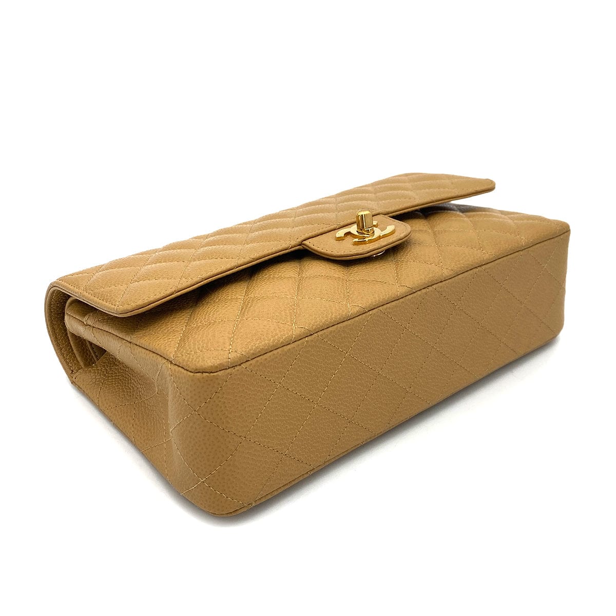 Luxury Promise Japan CHANEL VINTAGE CLASSIC FLAP MEDIUM CHAIN SHOULDER BAG BEIGE CAVIAR SKIN 90253882