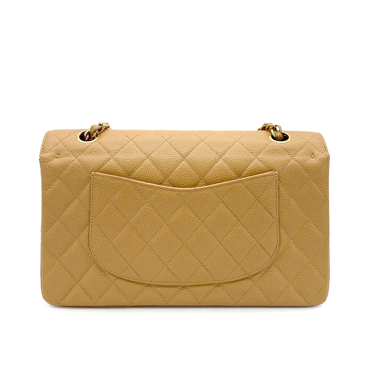 Luxury Promise Japan CHANEL VINTAGE CLASSIC FLAP MEDIUM CHAIN SHOULDER BAG BEIGE CAVIAR SKIN 90265918