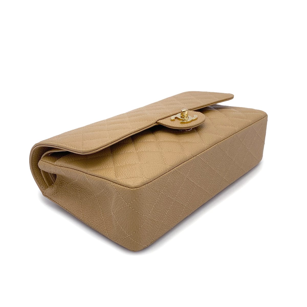 Luxury Promise Japan CHANEL VINTAGE CLASSIC FLAP MEDIUM CHAIN SHOULDER BAG BEIGE CAVIAR SKIN 90265918