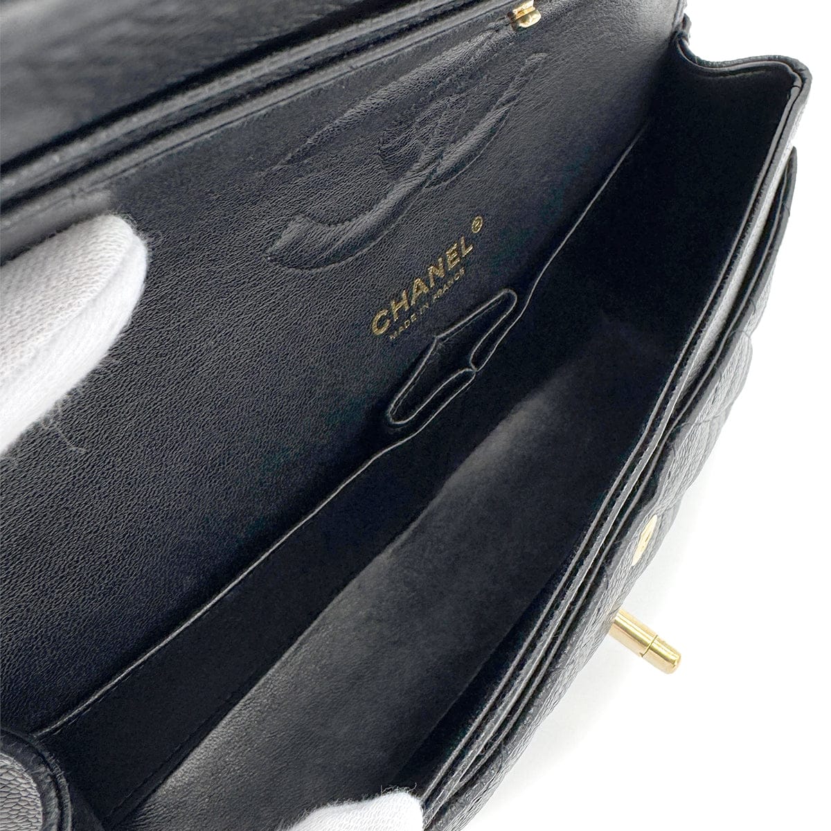 Luxury Promise Japan CHANEL VINTAGE CLASSIC FLAP MEDIUM CHAIN SHOULDER BAG BLACK CAVIAR SKIN 90266425