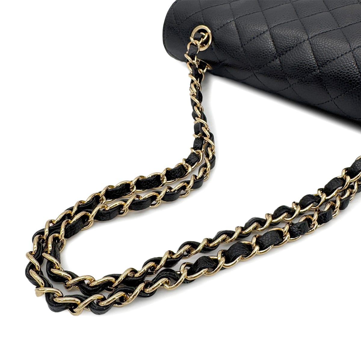 Luxury Promise Japan CHANEL VINTAGE CLASSIC FLAP MEDIUM CHAIN SHOULDER BAG BLACK CAVIAR SKIN 90266425