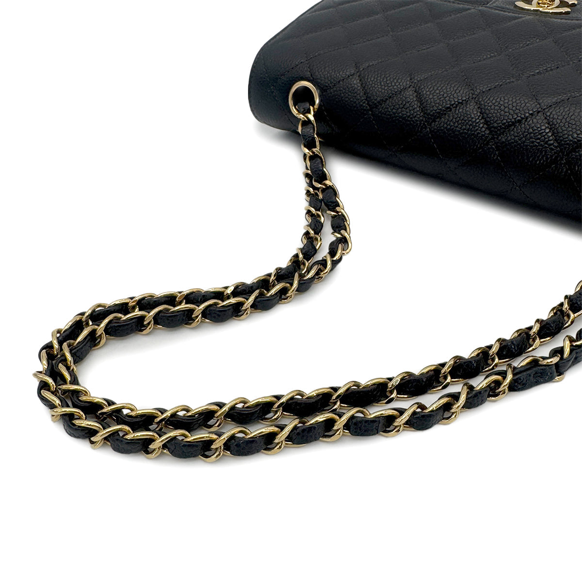Luxury Promise Japan CHANEL VINTAGE CLASSIC FLAP MEDIUM CHAIN SHOULDER BAG BLACK CAVIAR SKIN 90270851