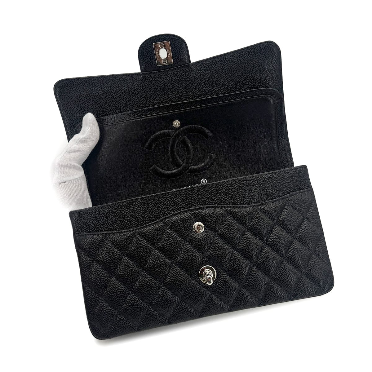 Luxury Promise Japan CHANEL VINTAGE CLASSIC FLAP MEDIUM CHAIN SHOULDER BAG BLACK CAVIAR SKIN 90278460