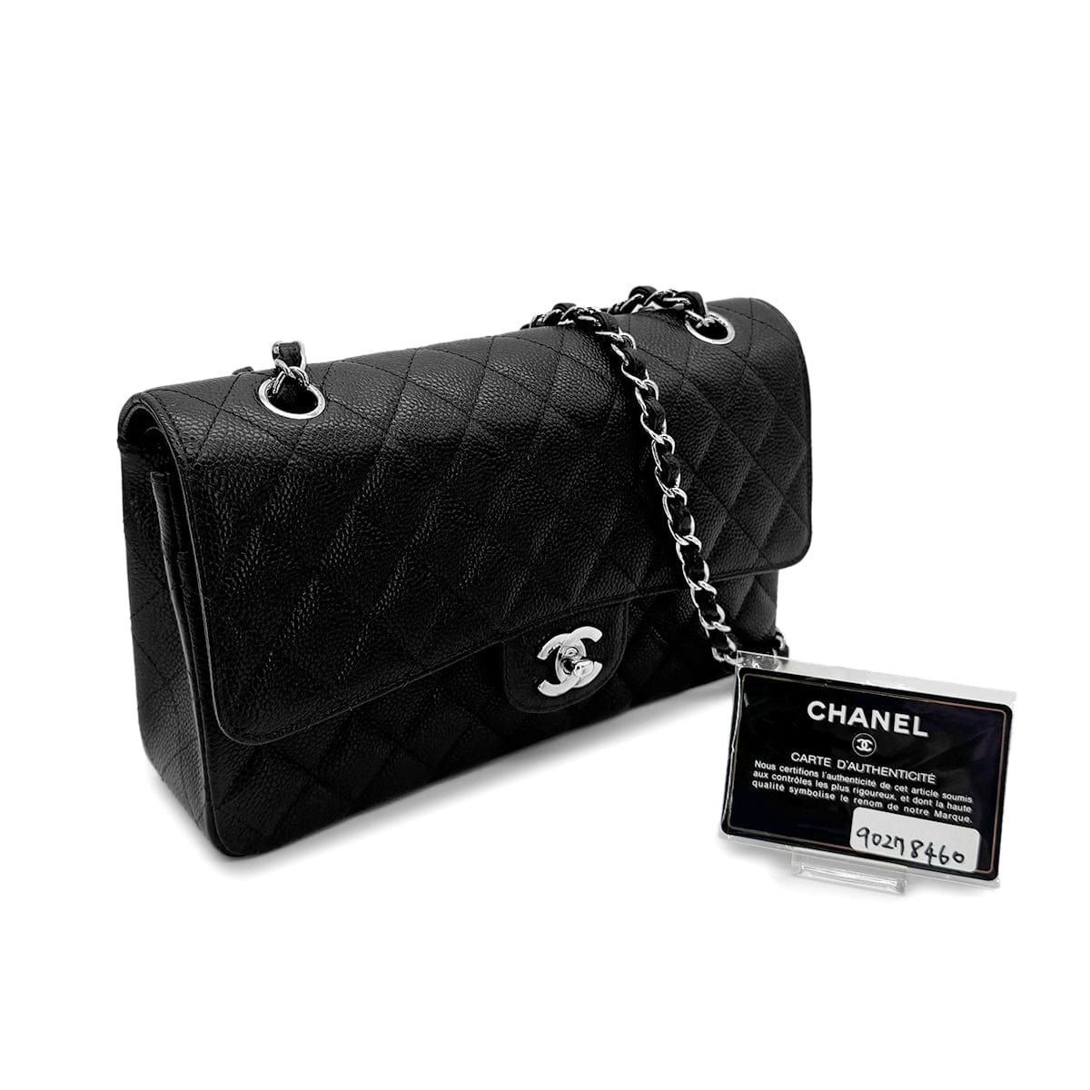 Luxury Promise Japan CHANEL VINTAGE CLASSIC FLAP MEDIUM CHAIN SHOULDER BAG BLACK CAVIAR SKIN 90278460