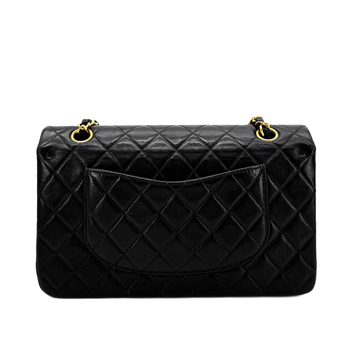 Luxury Promise Japan CHANEL VINTAGE CLASSIC FLAP MEDIUM CHAIN SHOULDER BAG BLACK LAMB SKIN 90208126