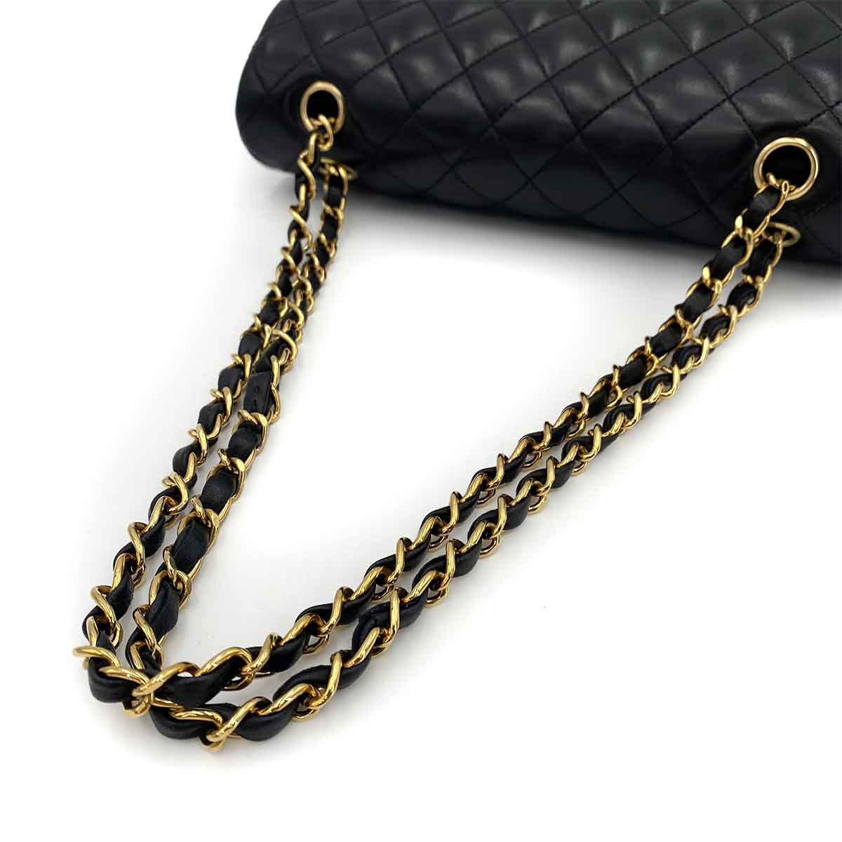 Luxury Promise Japan CHANEL VINTAGE CLASSIC FLAP MEDIUM CHAIN SHOULDER BAG BLACK LAMB SKIN 90241294