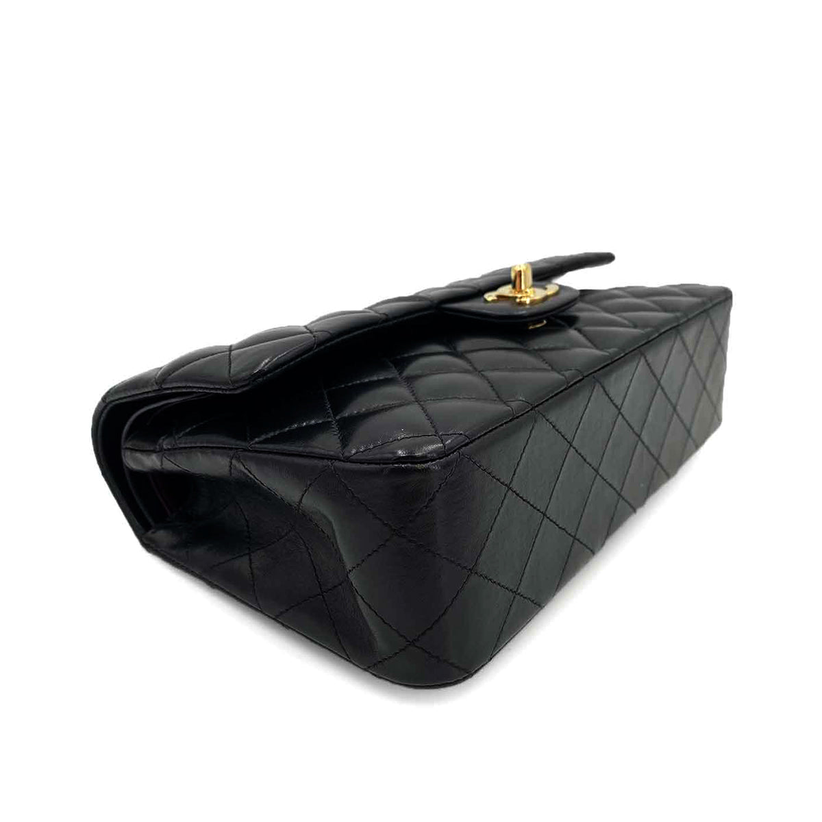 Luxury Promise Japan CHANEL VINTAGE CLASSIC FLAP MEDIUM CHAIN SHOULDER BAG BLACK LAMB SKIN 90241294
