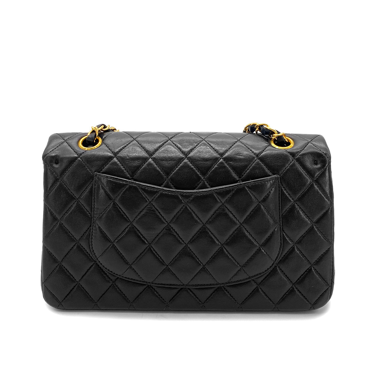 Luxury Promise Japan CHANEL VINTAGE CLASSIC FLAP MEDIUM CHAIN SHOULDER BAG BLACK LAMB SKIN 90264802