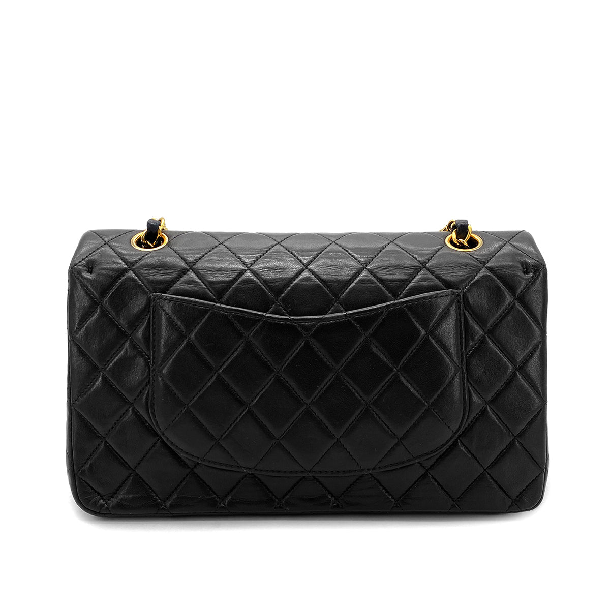 Luxury Promise Japan CHANEL VINTAGE CLASSIC FLAP MEDIUM CHAIN SHOULDER BAG BLACK LAMB SKIN 90268185