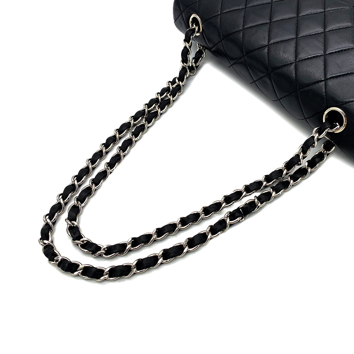 Luxury Promise Japan CHANEL VINTAGE CLASSIC FLAP MEDIUM CHAIN SHOULDER BAG BLACK LAMB SKIN 90268898