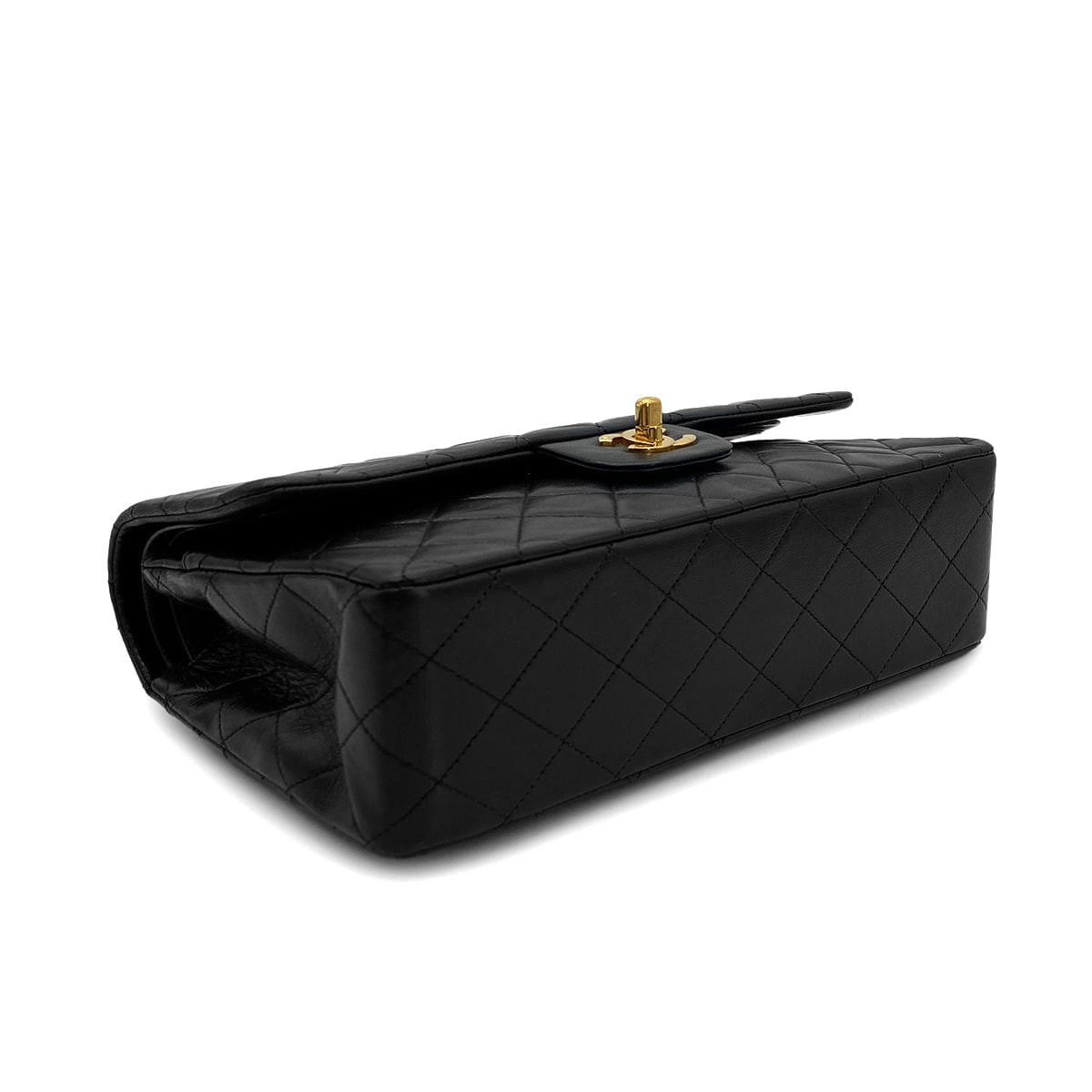 Luxury Promise Japan CHANEL VINTAGE CLASSIC FLAP MEDIUM CHAIN SHOULDER BAG BLACK LAMB SKIN 90294191