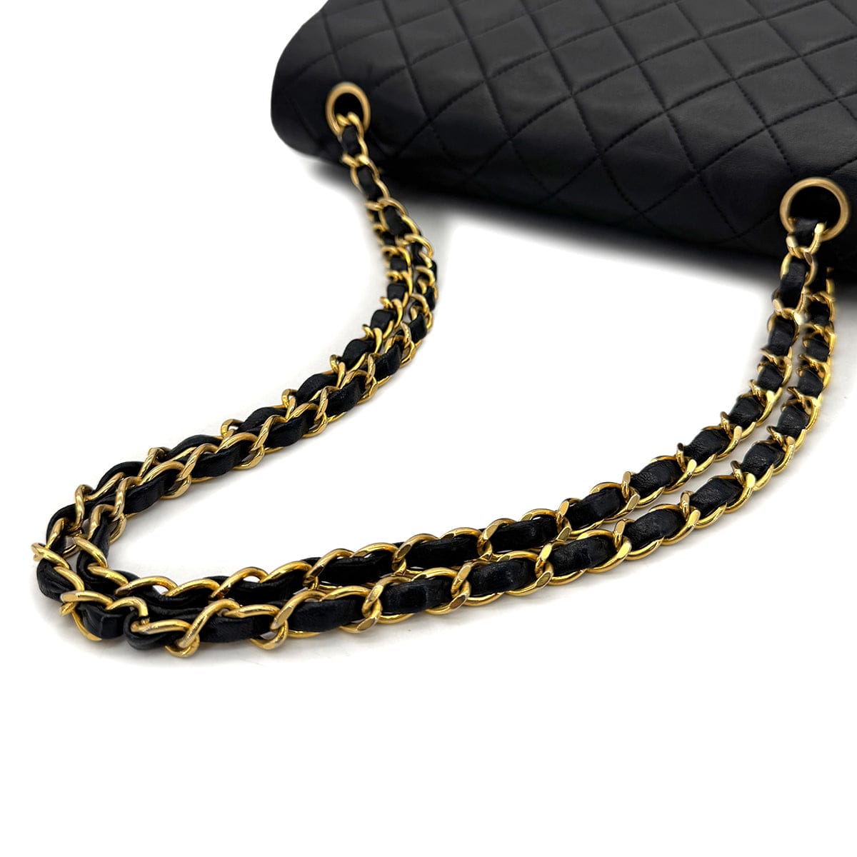 Luxury Promise Japan CHANEL VINTAGE CLASSIC FLAP MEDIUM CHAIN SHOULDER BAG BLACK LAMB SKIN 90298166