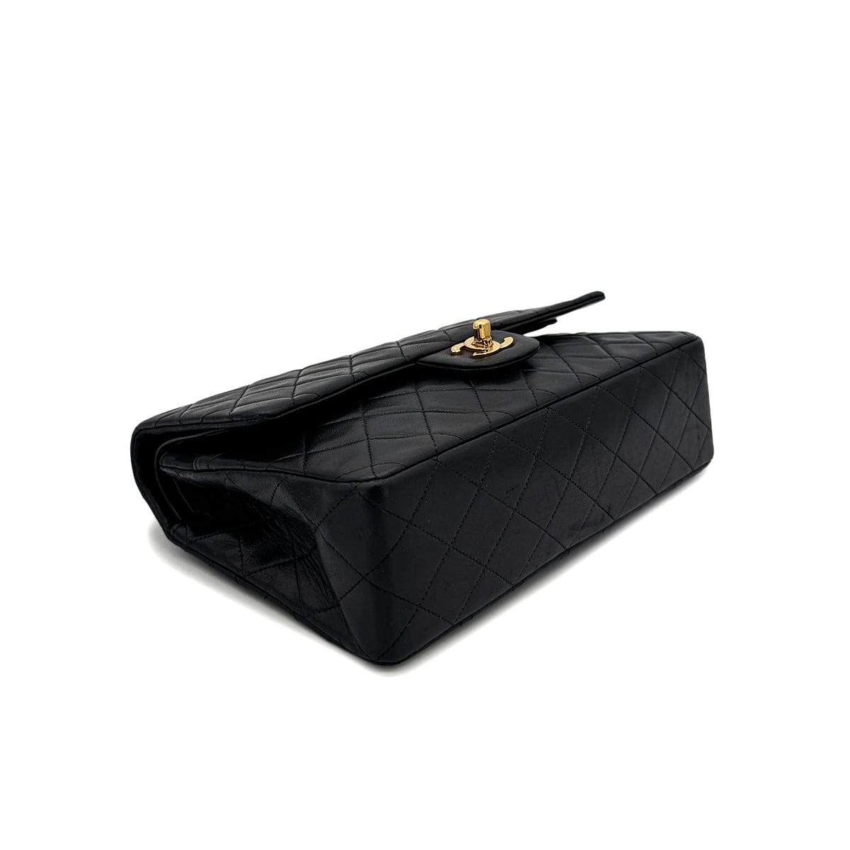 Luxury Promise Japan CHANEL VINTAGE CLASSIC FLAP MEDIUM CHAIN SHOULDER BAG BLACK LAMB SKIN 90298166