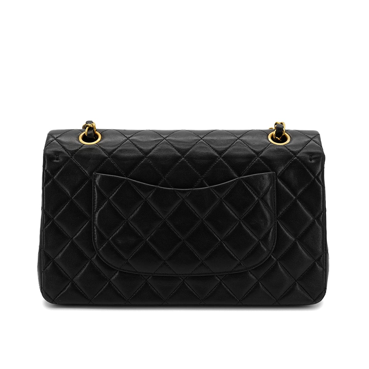 Luxury Promise Japan CHANEL VINTAGE CLASSIC FLAP MEDIUM CHAIN SHOULDER BAG BLACK LAMB SKIN 90306514