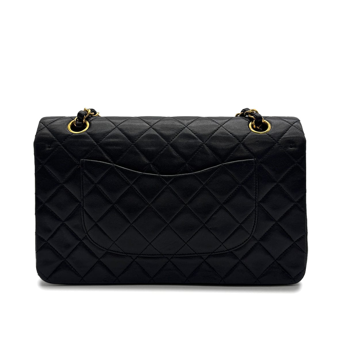 Luxury Promise Japan CHANEL VINTAGE CLASSIC FLAP MEDIUM CHAIN SHOULDER BAG BLACK LAMB SKIN 90309666