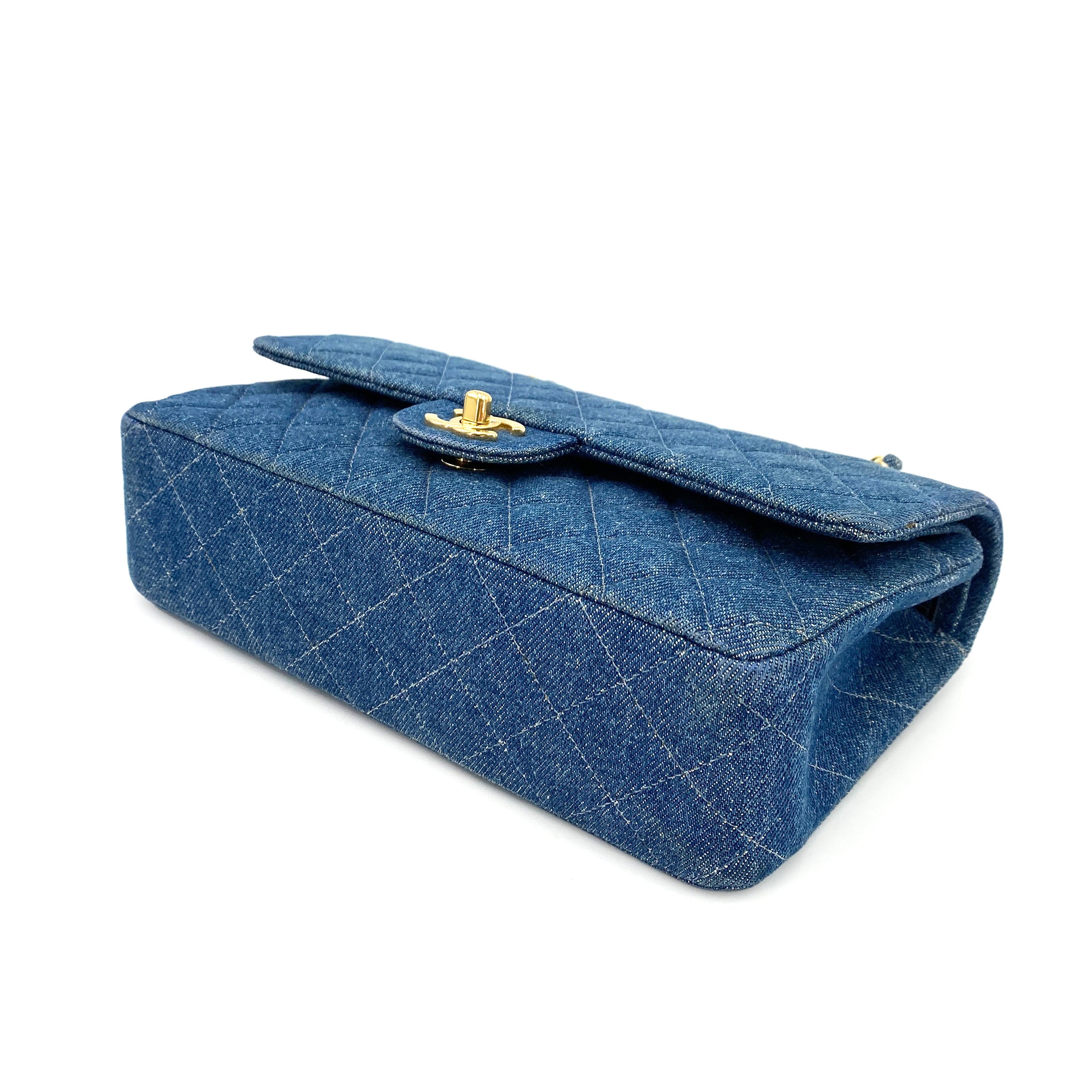 Luxury Promise Japan CHANEL VINTAGE CLASSIC FLAP MEDIUM CHAIN SHOULDER BAG BLUE DENIM 90245055