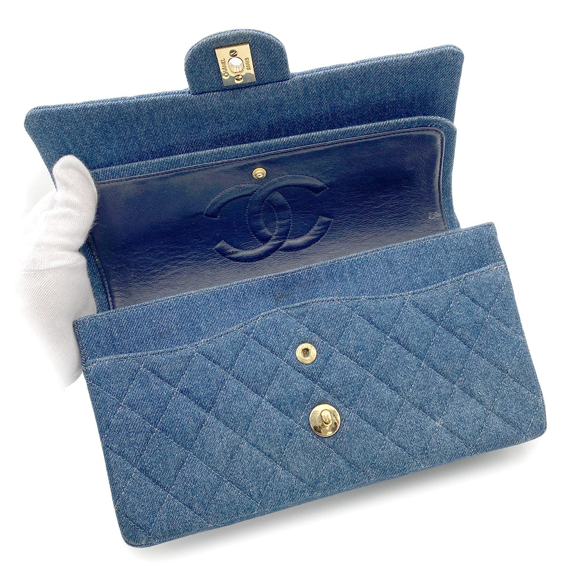 Luxury Promise Japan CHANEL VINTAGE CLASSIC FLAP MEDIUM CHAIN SHOULDER BAG BLUE DENIM 90265411