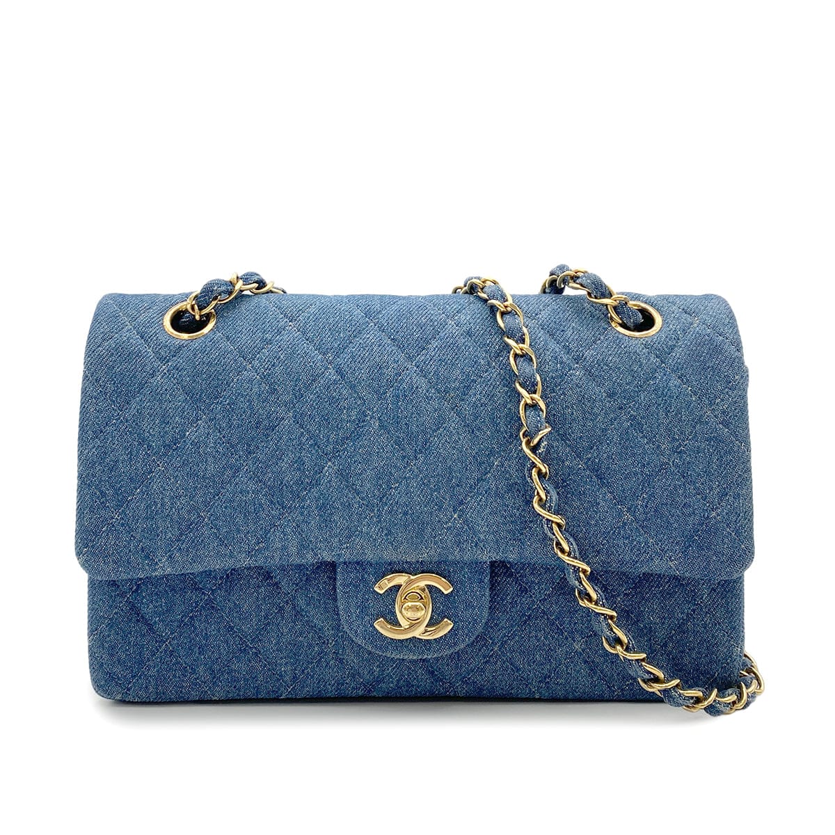 Luxury Promise Japan CHANEL VINTAGE CLASSIC FLAP MEDIUM CHAIN SHOULDER BAG BLUE DENIM 90265411
