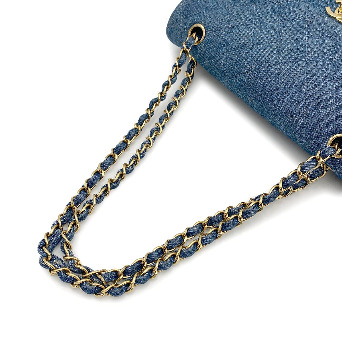 Luxury Promise Japan CHANEL VINTAGE CLASSIC FLAP MEDIUM CHAIN SHOULDER BAG BLUE DENIM 90265411