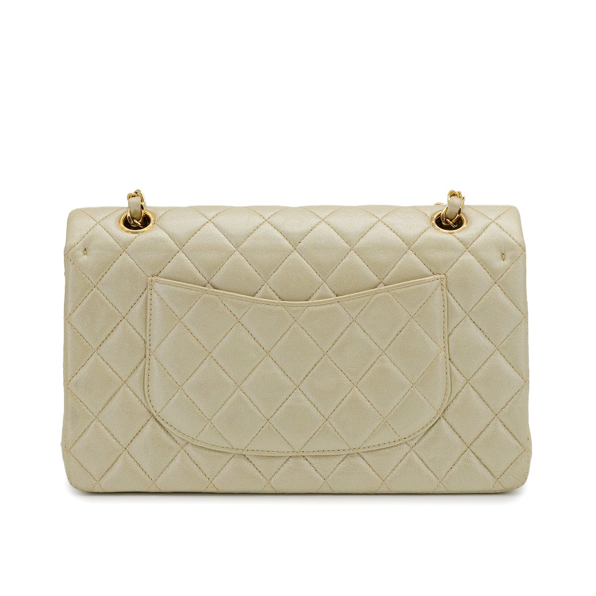 Luxury Promise Japan CHANEL VINTAGE CLASSIC FLAP MEDIUM CHAIN SHOULDER BAG CHAMPAGNE GOLD LAMB SKIN 90308265