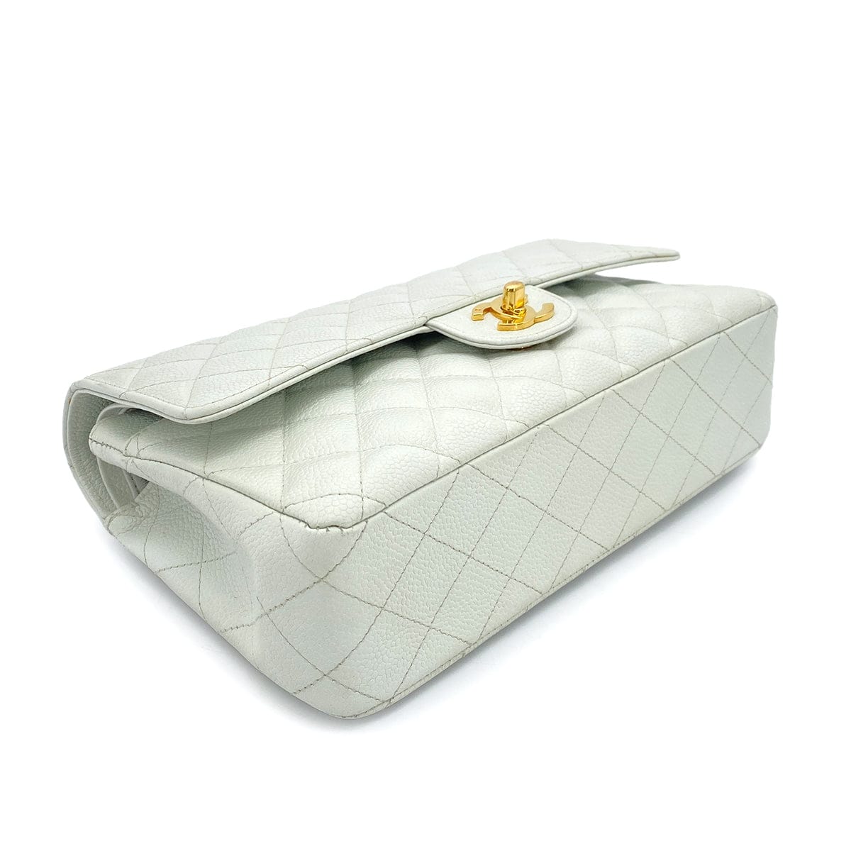 Luxury Promise Japan CHANEL VINTAGE CLASSIC FLAP MEDIUM CHAIN SHOULDER BAG LIGHT BLUE CAVIAR SKIN 90261587