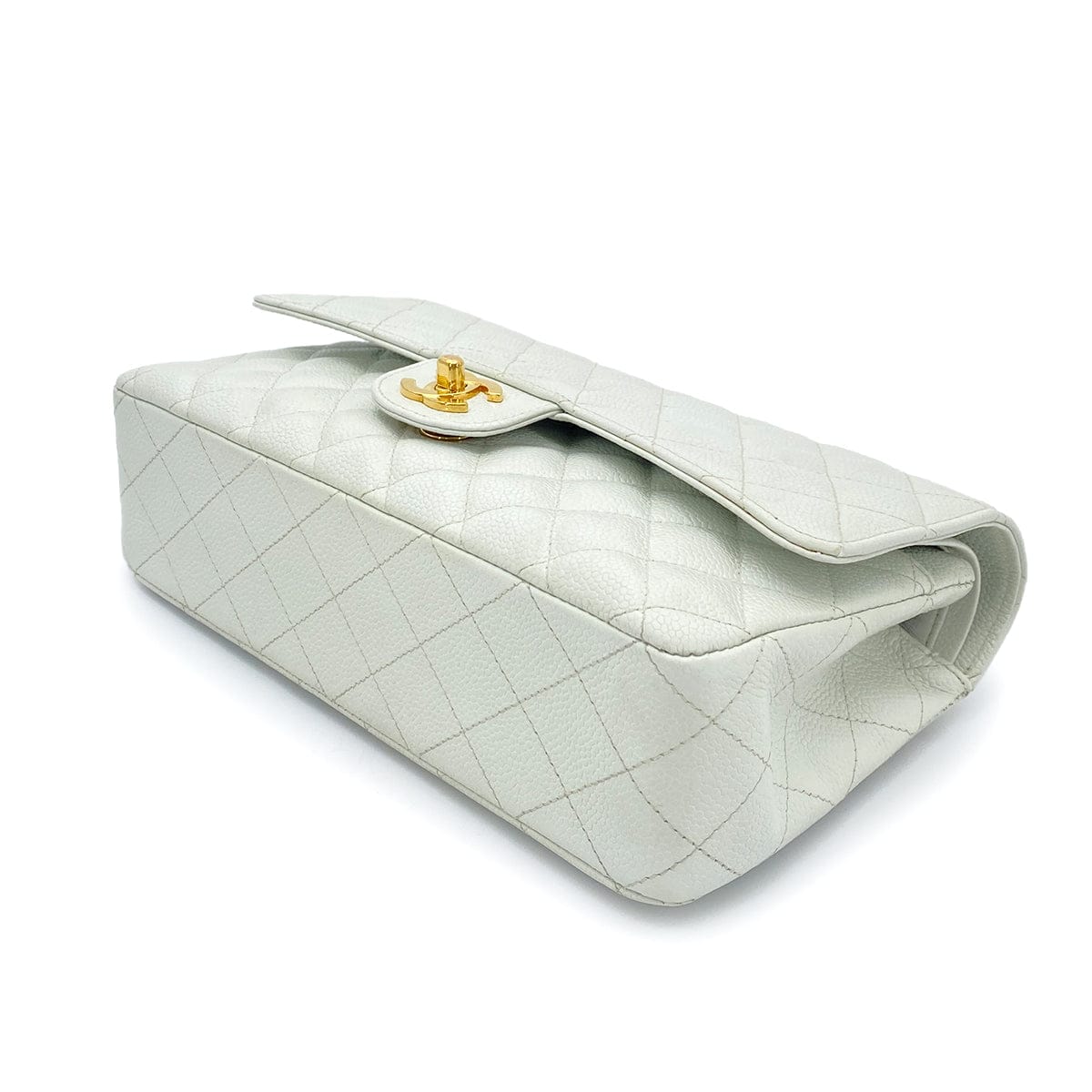 Luxury Promise Japan CHANEL VINTAGE CLASSIC FLAP MEDIUM CHAIN SHOULDER BAG LIGHT BLUE CAVIAR SKIN 90261587