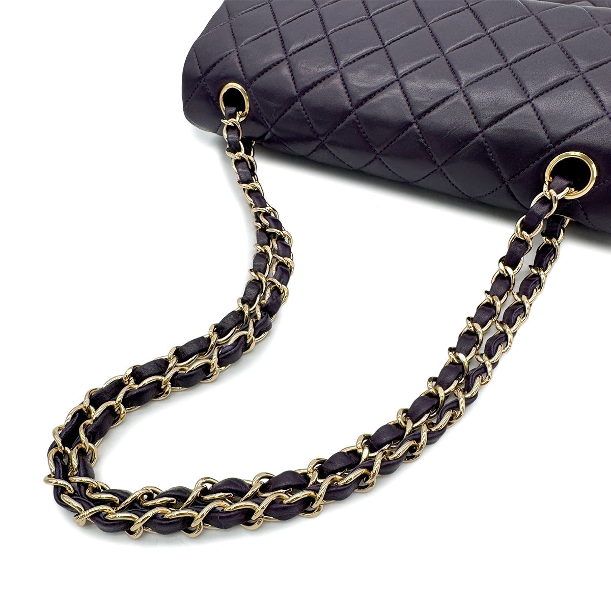 Luxury Promise Japan CHANEL VINTAGE CLASSIC FLAP MEDIUM CHAIN SHOULDER BAG PURPLE LAMB SKIN 90294197
