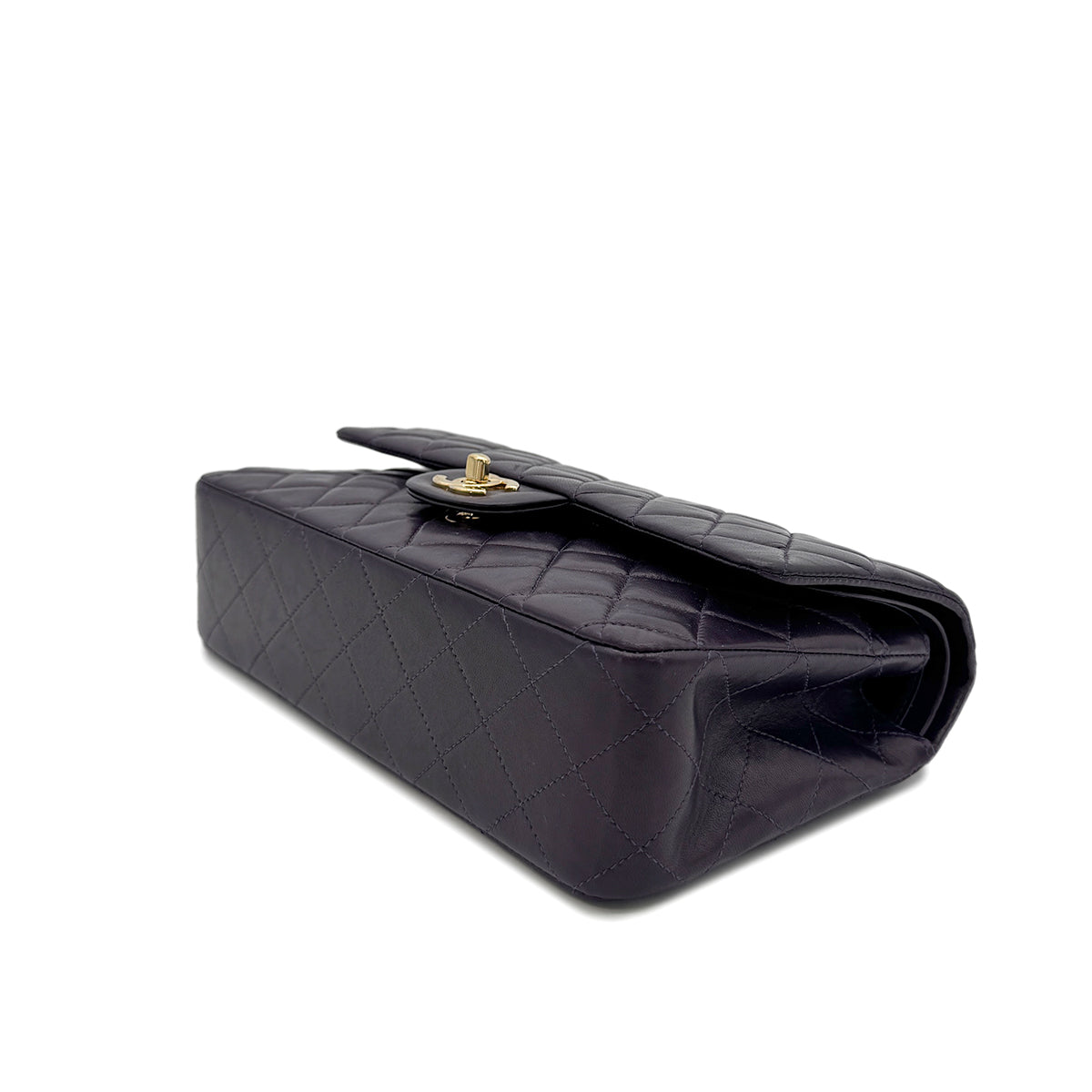 Luxury Promise Japan CHANEL VINTAGE CLASSIC FLAP MEDIUM CHAIN SHOULDER BAG PURPLE LAMB SKIN 90294197