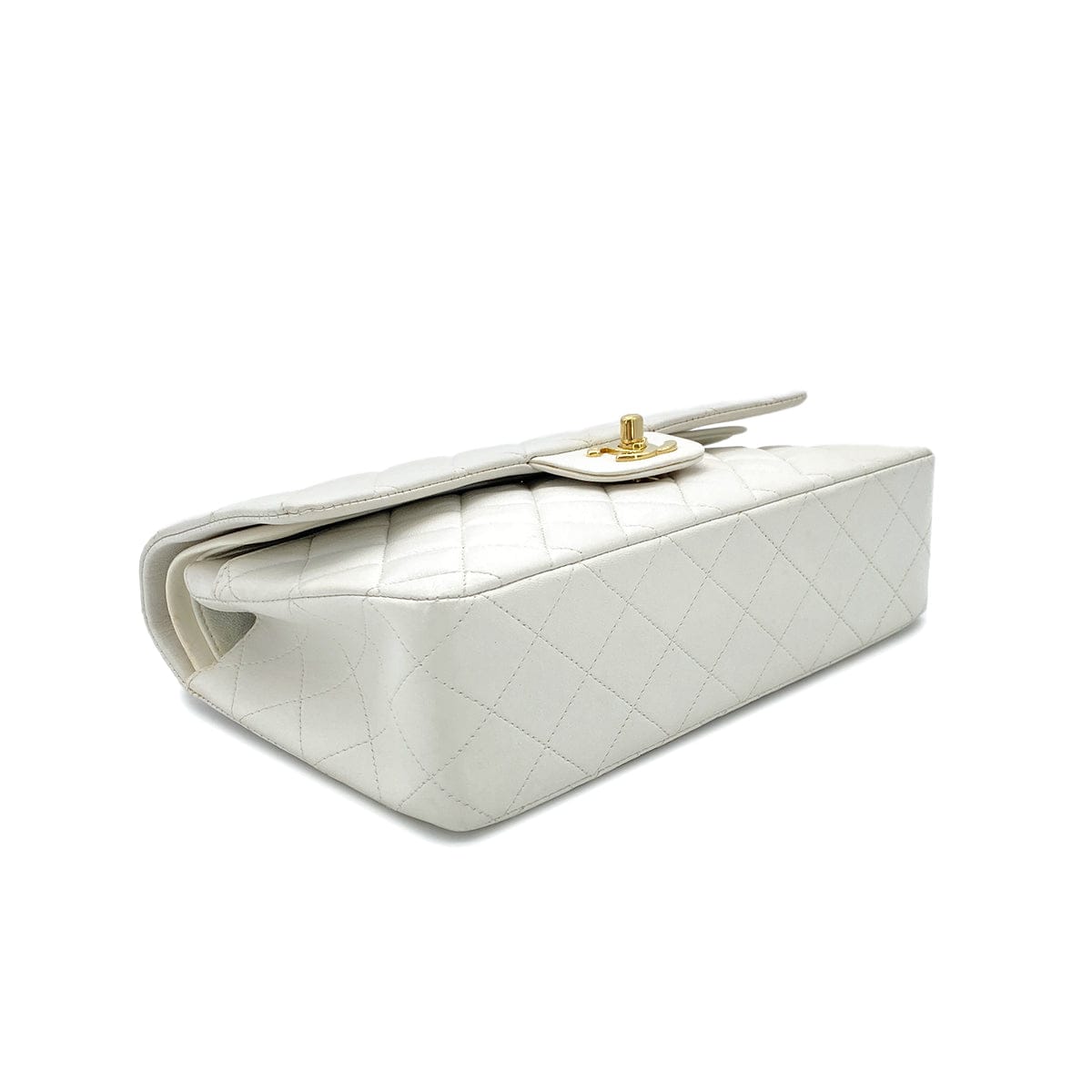 Luxury Promise Japan CHANEL VINTAGE CLASSIC FLAP MEDIUM CHAIN SHOULDER BAG WHITE LAMB SKIN 90299560