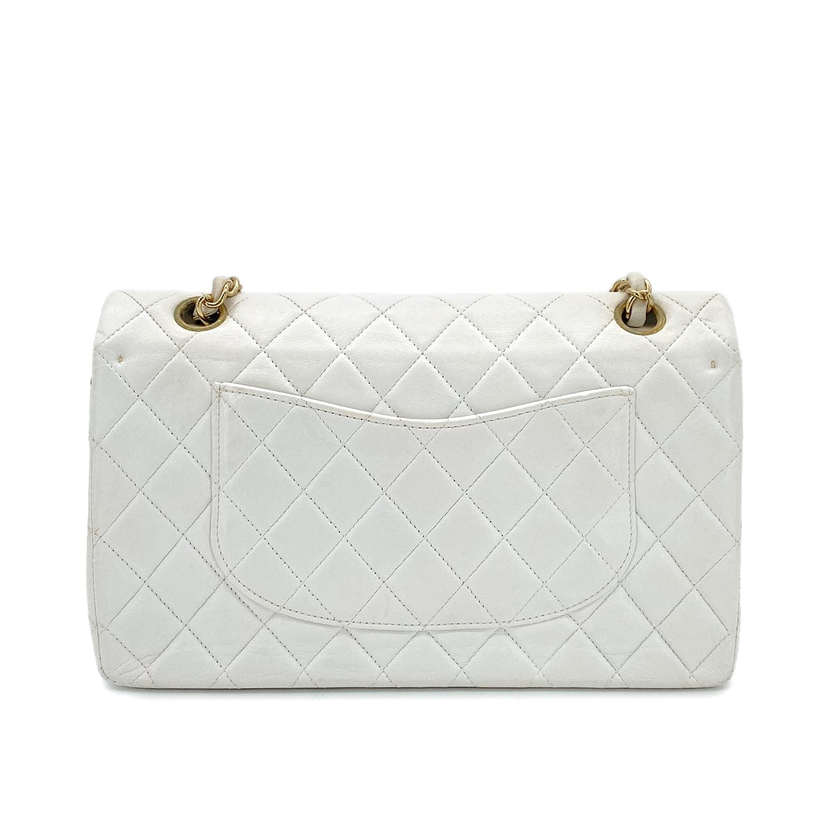 Luxury Promise Japan CHANEL VINTAGE CLASSIC FLAP MEDIUM CHAIN SHOULDER BAG WHITE LAMB SKIN 90299560