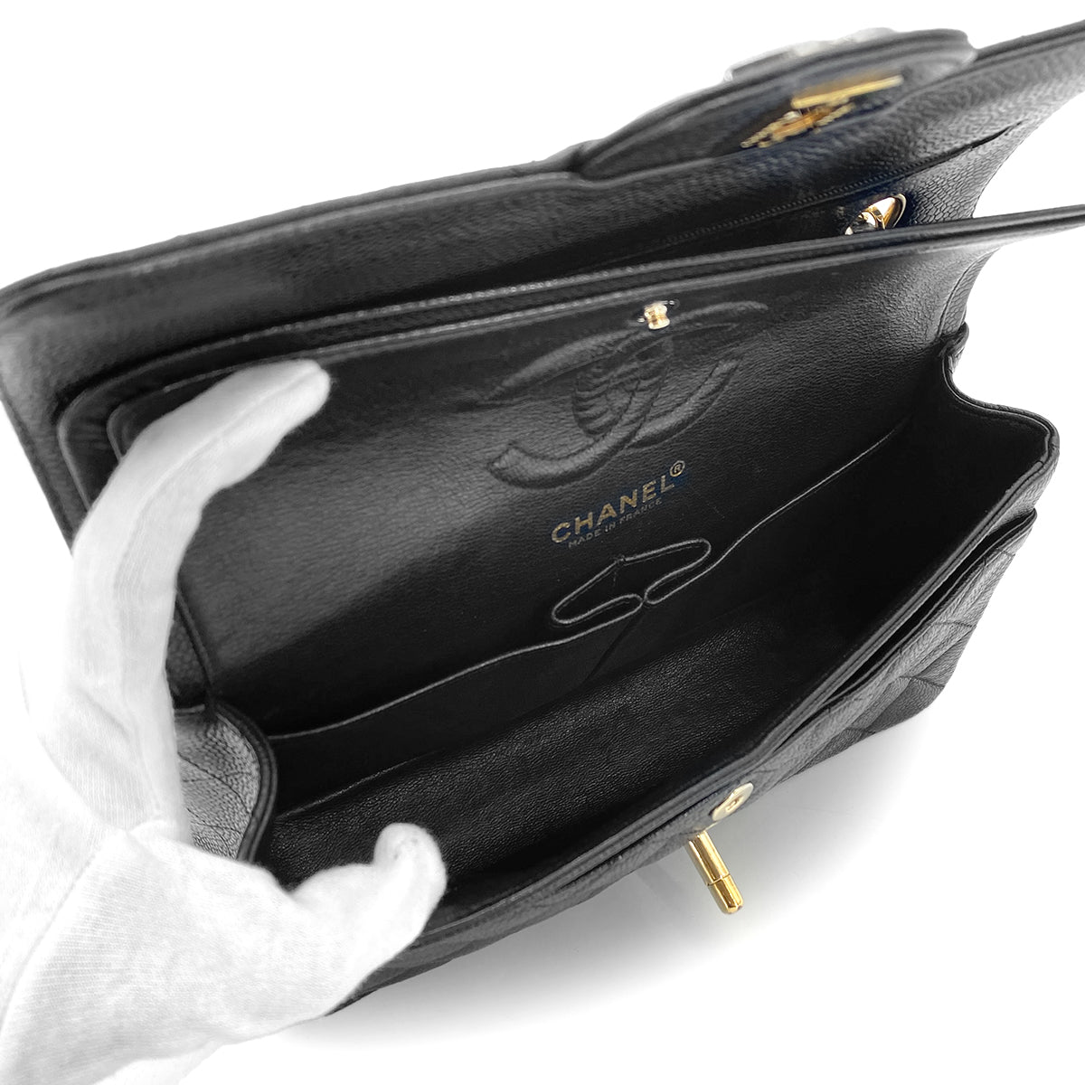 Luxury Promise Japan CHANEL VINTAGE CLASSIC FLAP SMALL CHAIN SHOULDER BAG BLACK CAVIAR SKIN 90276399