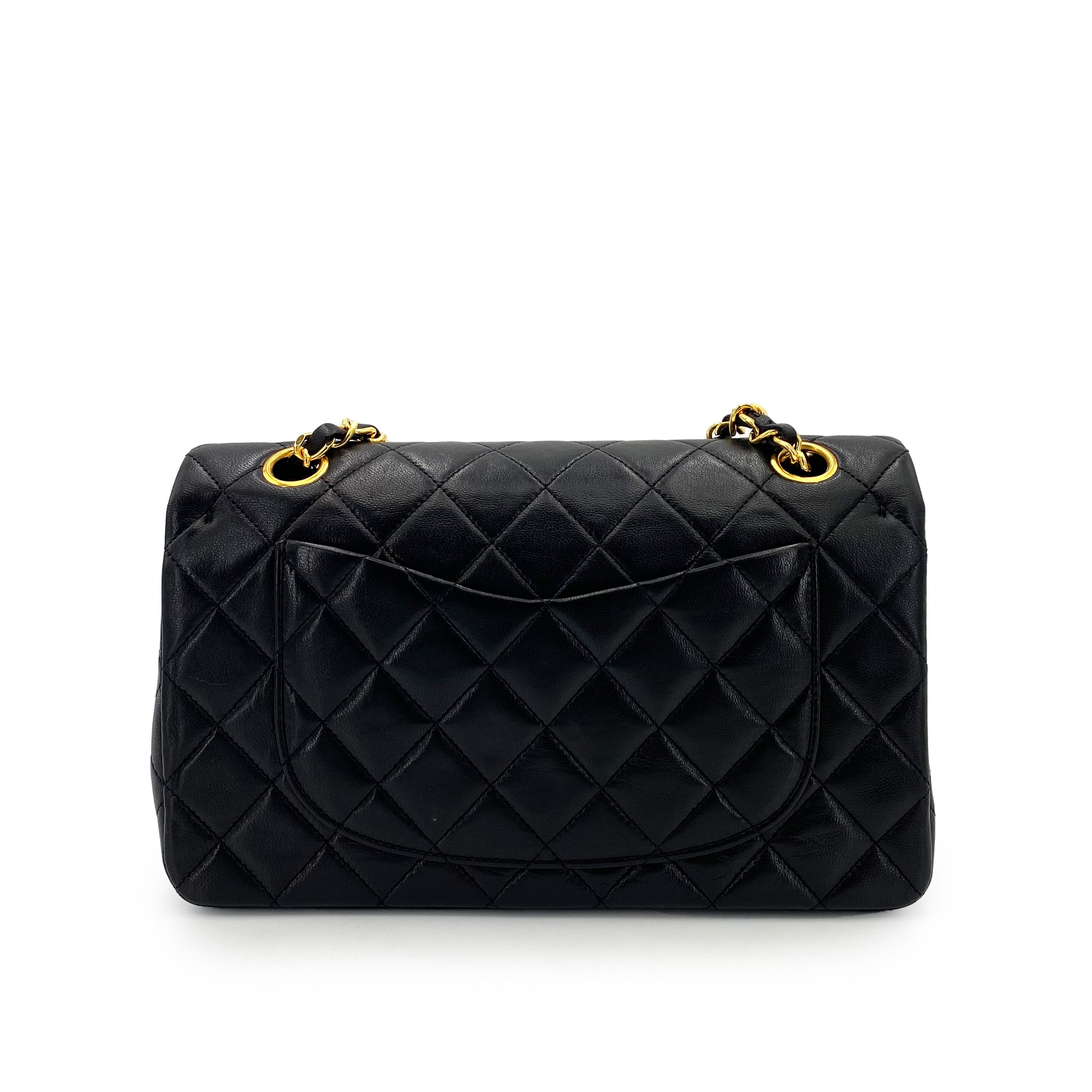 Luxury Promise Japan CHANEL VINTAGE CLASSIC FLAP SMALL CHAIN SHOULDER BAG BLACK LAMB SKIN 90242338