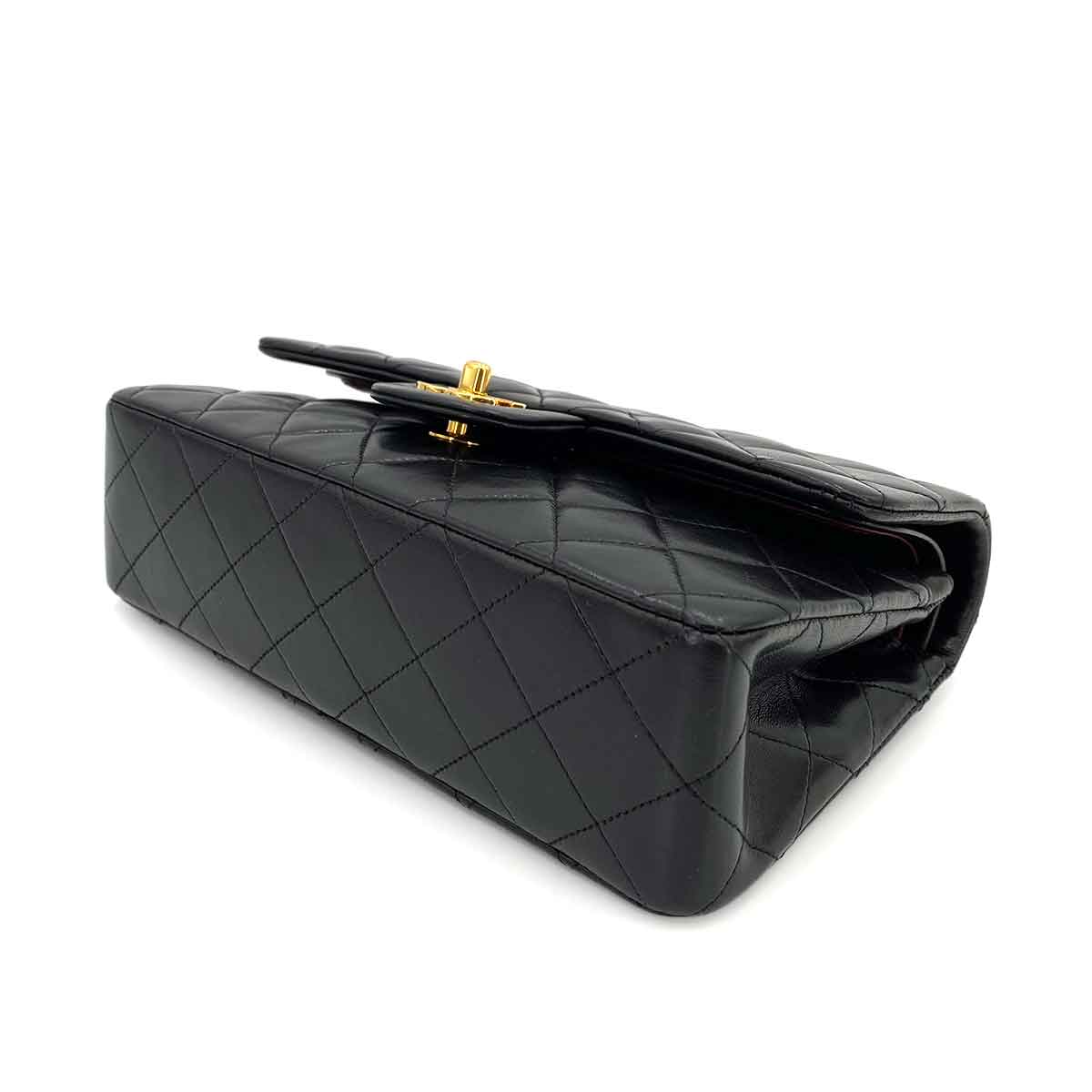Luxury Promise Japan CHANEL VINTAGE CLASSIC FLAP SMALL CHAIN SHOULDER BAG BLACK LAMB SKIN 90242899