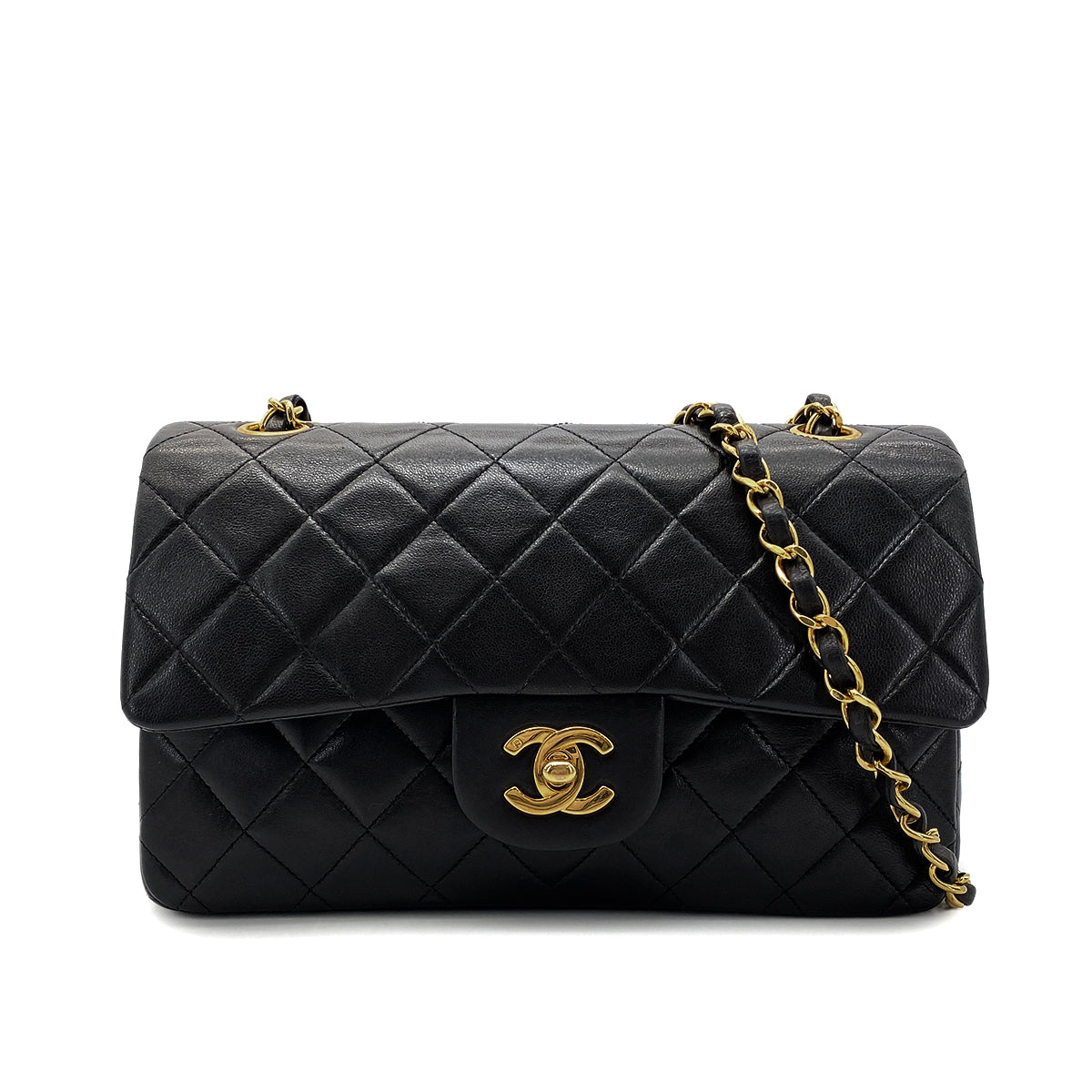 Luxury Promise Japan CHANEL VINTAGE CLASSIC FLAP SMALL CHAIN SHOULDER BAG BLACK LAMB SKIN 90268828