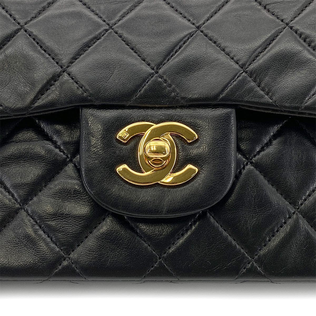 Luxury Promise Japan CHANEL VINTAGE CLASSIC FLAP SMALL CHAIN SHOULDER BAG BLACK LAMB SKIN 90273082